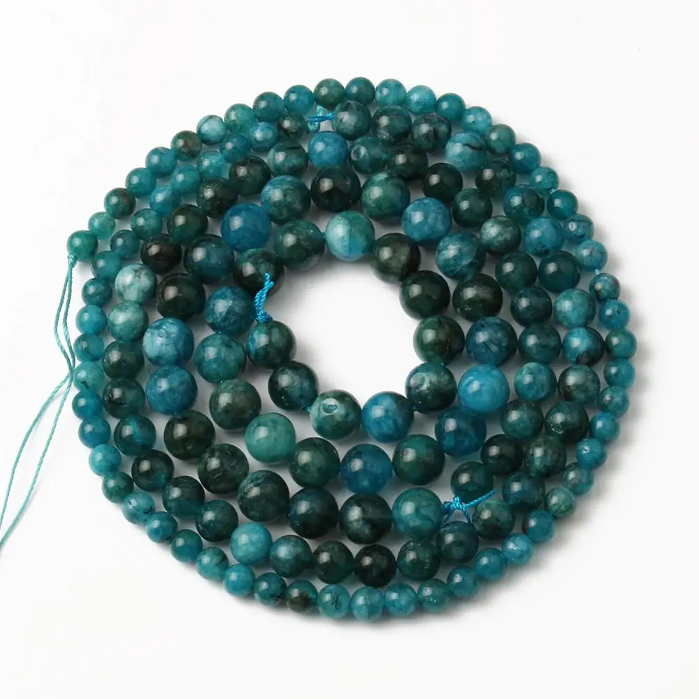 Natural Stone Blue Apatite Round Loose Spacer Beads For DIY Jewelry Making Bracelet Necklace Accessories 15\'\'Inches 6 8 10mm