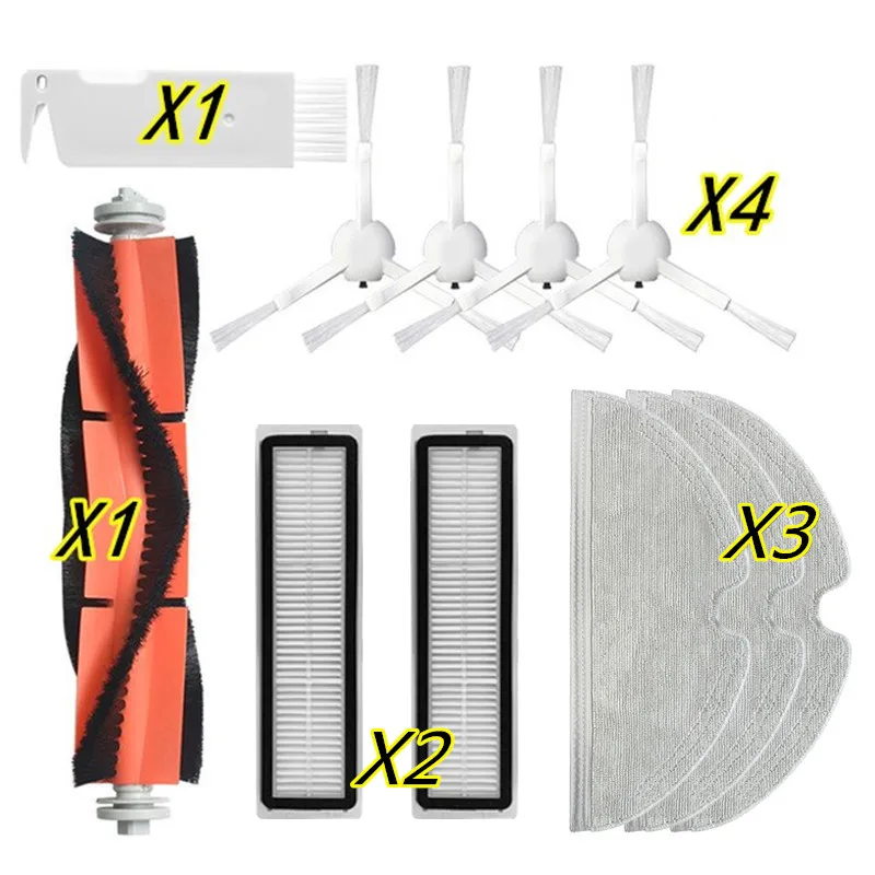 إكسسوارات مستكشفة روبوتية RLS3 مكنسة كهربائية روبوتية فرشاة رولر رئيسية + فرشاة جانبية + فلتر هابي + مجموعة قماش خرقة ممسحة