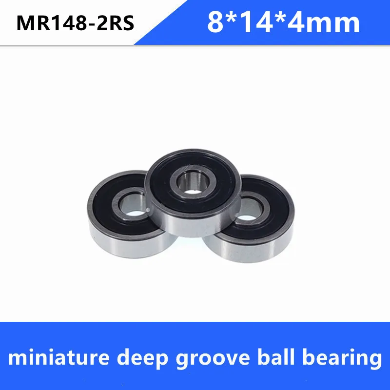 100pcs MR148-2RS 8x14x4mm MR148RS MR148-RS Deep Groove Ball Bearing 8*14*4mm Double rubber shielded cover