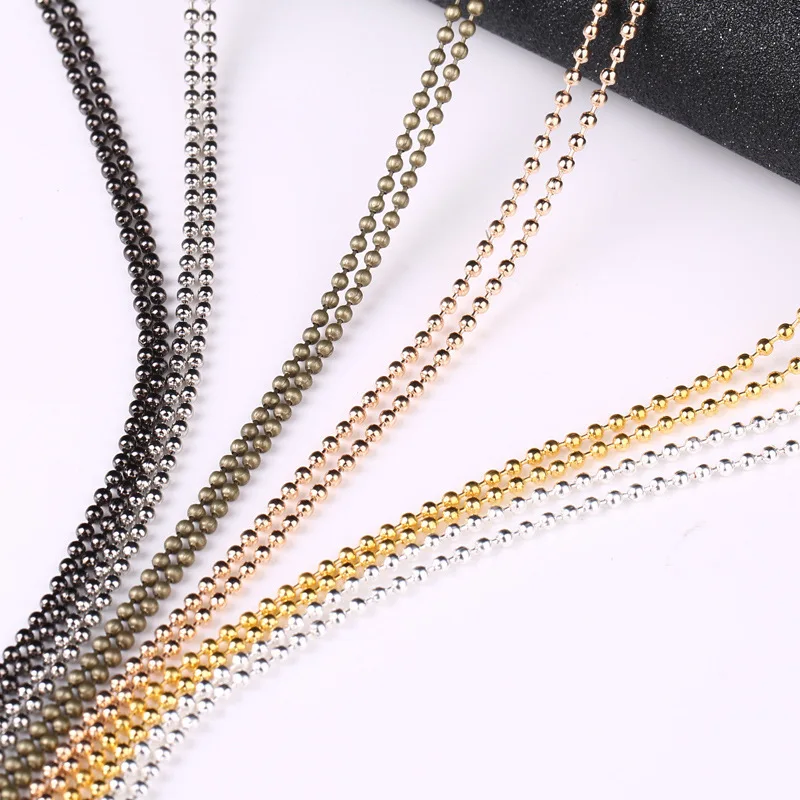 5 Meters/lot 1.5/2.4 Metal Ball Chains Mix Colors Round Ball Beads Chains for DIY Necklace Jewelry Accessories