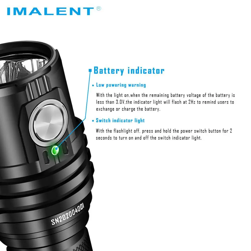 Imagem -03 - Imalent Lanterna Poderosa Tática Brilhante Iluminação Portátil 13000 lm Construído em 21700 Baterias tipo c Exterior Comboio Tocha