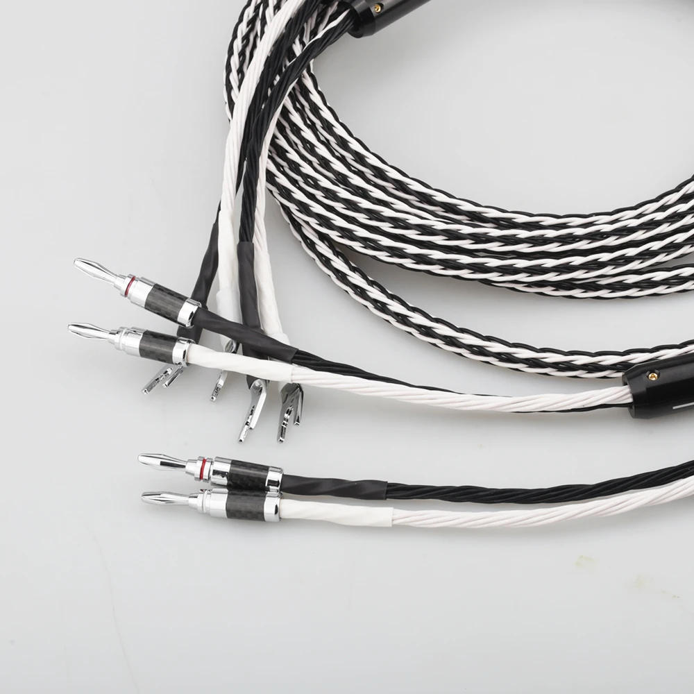 عالية الجودة 8TC واحد كريستال النحاس مكبر صوت كابل HiFi مكبر للصوت المتكلم كابل مع الموز بأسمائها الحقيقية التوصيل