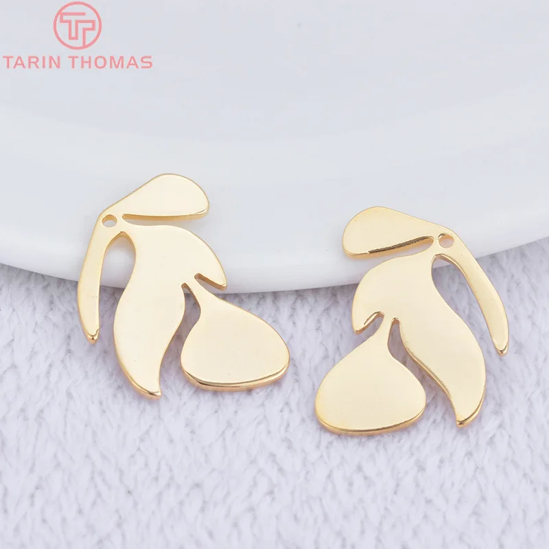 (692)12PCS 21x17MM 24K Gold Color Brass Leaf Leaves Pendants Charms High Quality Diy Jewelry Findings Accessories