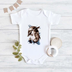 American Tupac 2pac Hip Hop Baby Bodysuits Summer Casual 2022 Clothes for Newborn Fashion Rock Infant Toddler Rompers Dropship