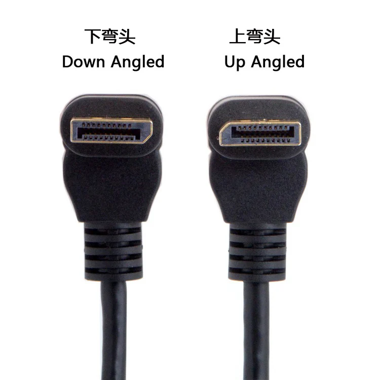 90 Degree Angle Elbow DisplayPort Panel Mount Extension Cable Adapter Corner DP 1.2v Male to Female Cord Socket Screw 2k@144Hz