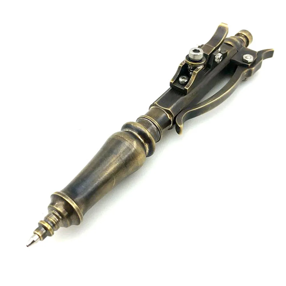 

Outdoors Writing Tools Telegraph Machine Style EDC Brass Mechanical Sliding Pen Creative Personality Ballpoint Pen