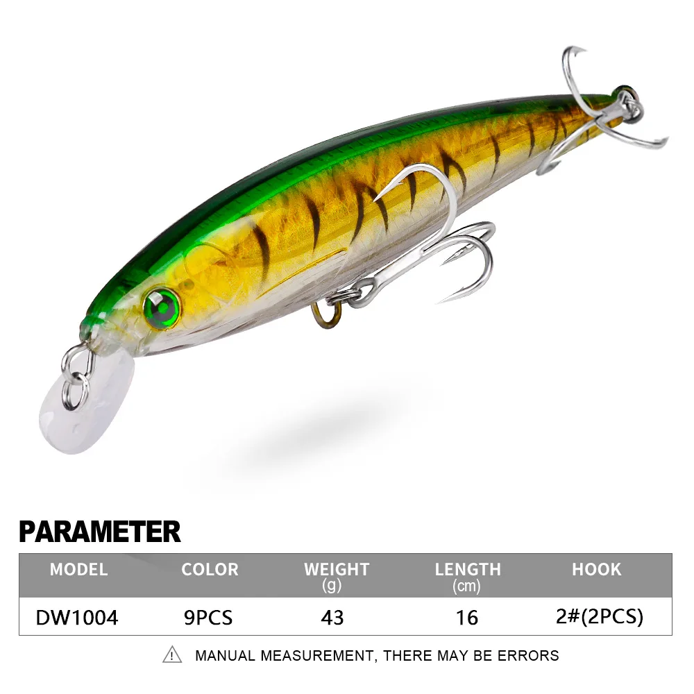 bait sea fishing Mino bait9 Color Minorrhea bait 16cm plastic bait 43G little fat3D Eyes Crankbait wobbler DW1004