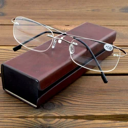 Titanium Frame Ultra Light Memory Super Stretch Temple Rimless Bifocal Reading Glasses +0.75 +1 +1.5 +1.75 +2 +2.25 To +4