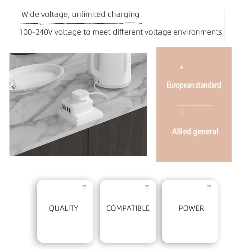 US UK EU AU Plug Adapter With 3USB Type C Charger