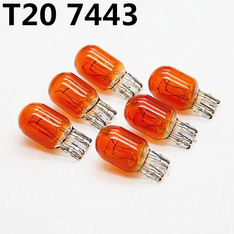 

10pcs car T20 w21/5w 7440 7443 halogen lamp 12v amber brake bulbs Stop Light Tail Light Rear Turn Signal 12v