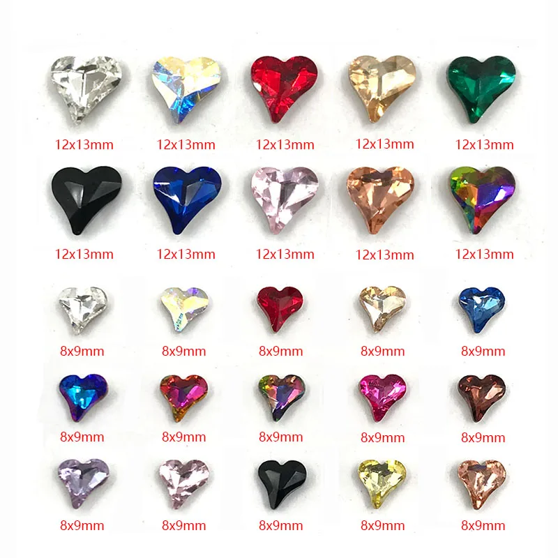 30/100Pcs Nail Art Rhinestone Pointed Bottom Big Peach Heart Glass Crystal Jewelry Gems Shiny Diamond 3D Manicure DIY Decoration