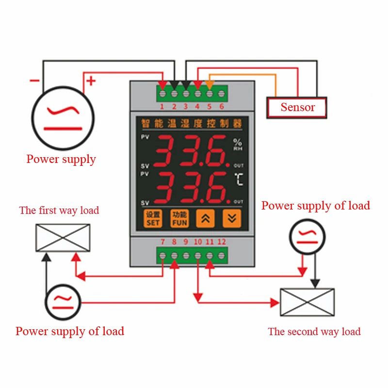 -40~85\'C 0.0~99.9%RH 35mm din digital thermostat and Hygrometer with sensor Din temperature and humidity controller regulator