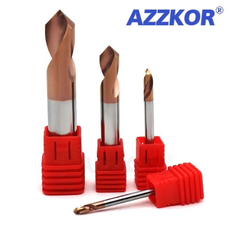 Dao Phay Hợp Kim Phủ Thép Vonfram Công Cụ Nhôm CNC Maching 1 Lưỡi Dao HRC65 Điểm Khoan Đầu Vát Cạnh Dao Phay
