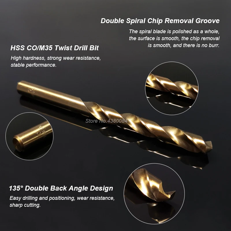 9 rozmiary 1Pc 9.0-13MM HSS CO/M35 wiertło spiralne ze stali nierdzewnej Hole Cutter cała ziemia Metal rozwiertak narzędzia narzędzia ręczne DIY Kit