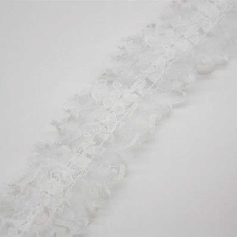 41Yds 4cm Wide White Pleated Chiffon Lace Trims Ruffled Fabric Ribbon for Cloth Sewing DIY Craft Supply