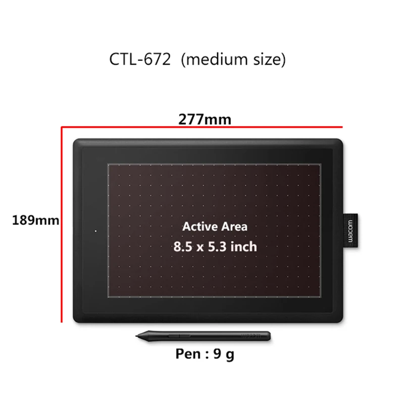 Imagem -04 - One by Wacom-tablet de Desenho Gráfico Médio 109x74 Polegadas 2048 Pressão Versátil Portátil e Versátil para Estudantes e Criadores