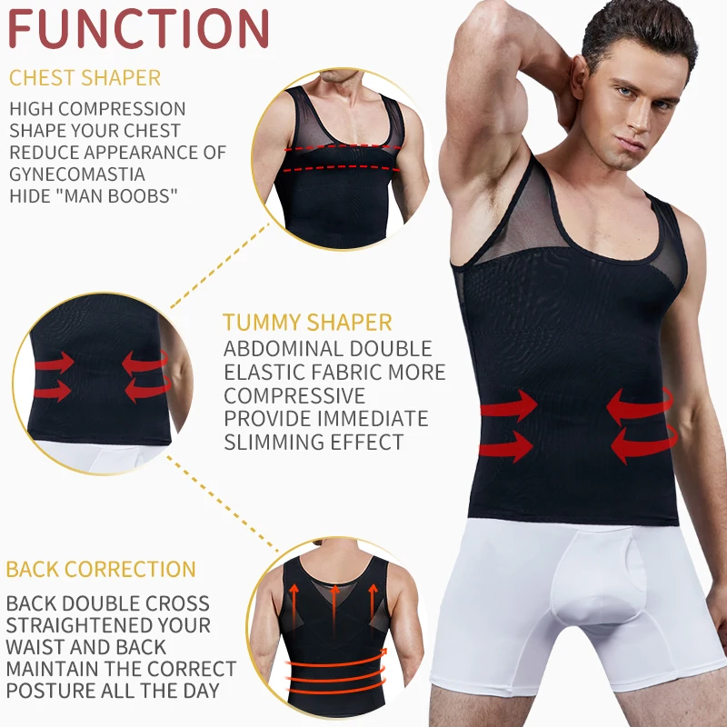 Men Body Shaper Belly Control Slimming Shapewear Waist Trainer Man Shapers Corrective Posture Vest Modeling Underwear Corset