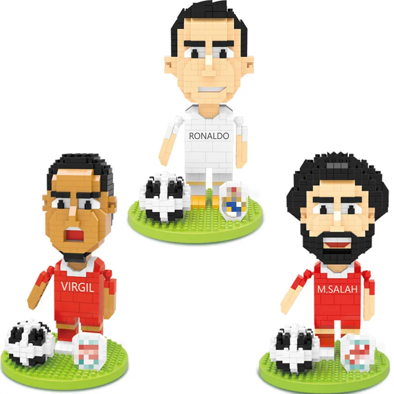 New Soccer Player Star Building Blocks Develop Hobbies DIY 3D Model Mini Bricks Toy For Children Block Build Kids Gift with Box