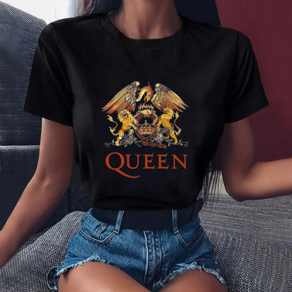 Freddie Mercury เสื้อยืดสุภาพสตรีเสื้อผ้า Queen Band T เสื้อฤดูร้อน Harajuku Top ผู้หญิง Tshirt Tumbler Tops Tees ผู้หญิง Streetwear