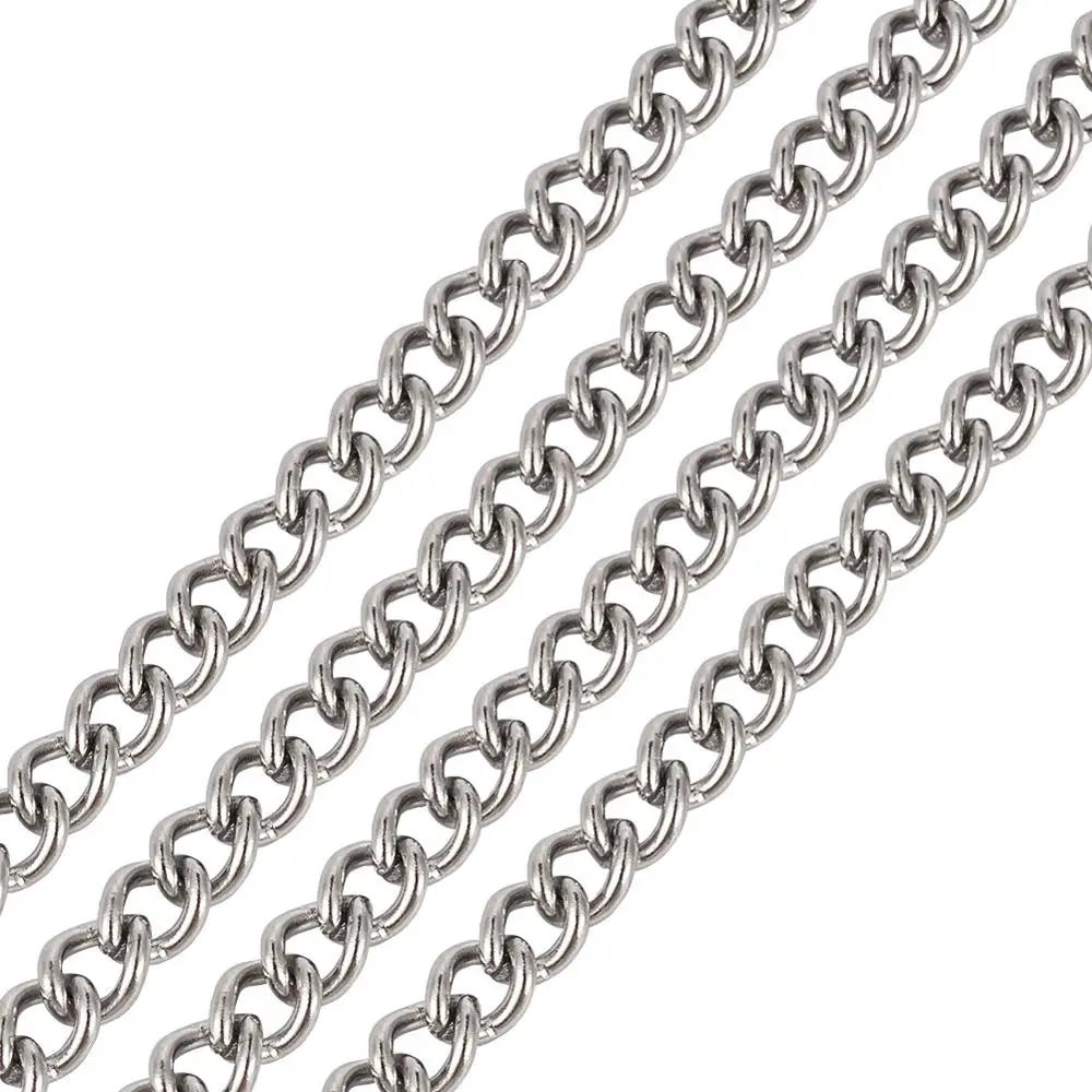 about 10m/roll 304 Stainless Steel Unwelded Curb Chains 5x3.5x1mm for bracelet necklace jewelry DIY making accessories