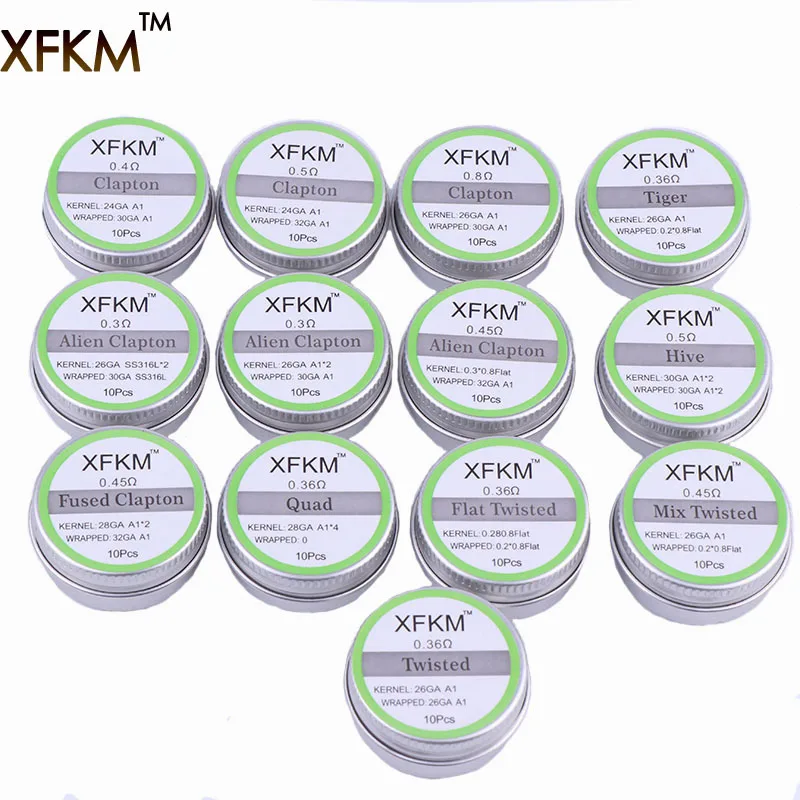 XFKM A1/316 Flat twisted wire Fused clapton Hive premade wires Alien Mix twisted Quad Tiger coils Heating Resistance rda coil