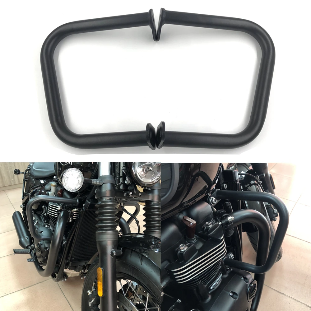 Zderzak motocyklowy osłona silnika paski awaryjne dla Triumph Bonneville Bobber/czarny T100 T120 Street Twin/Cup Thruxton 2016-2019