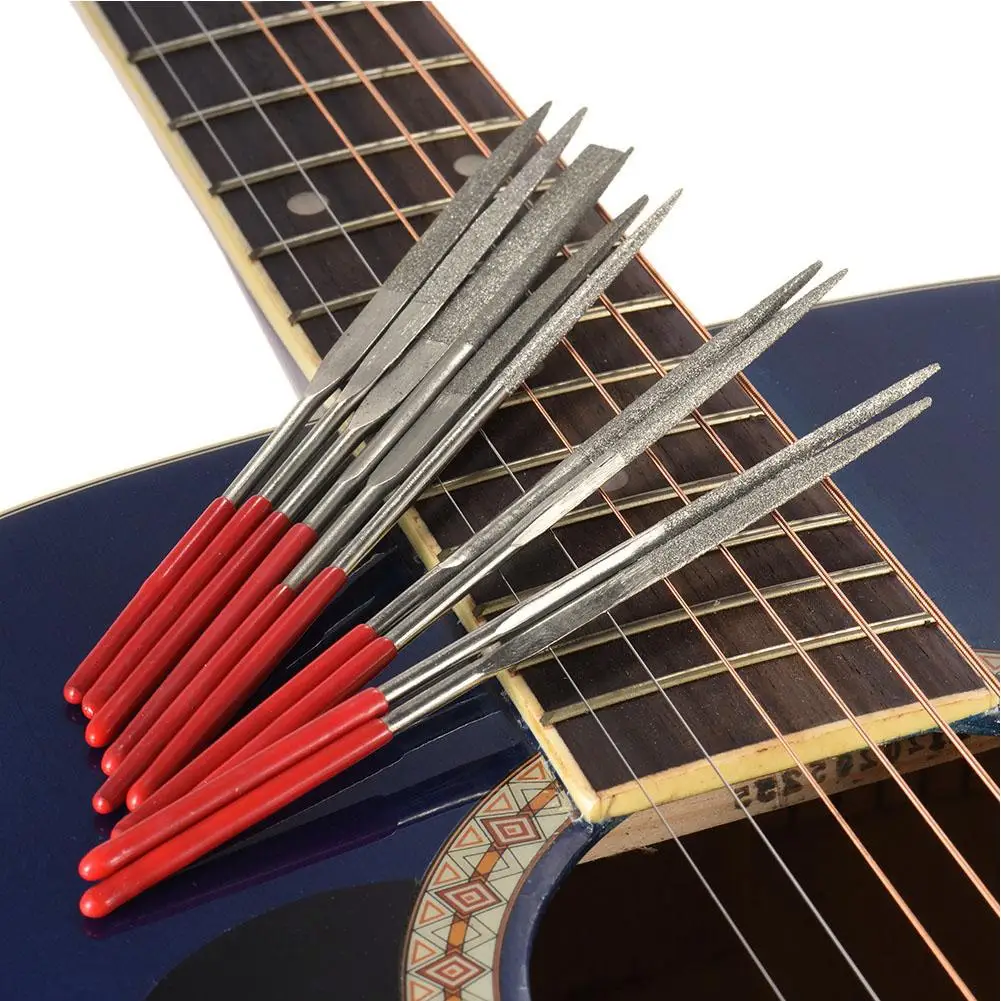 10Pcs/Set Guitar Fret Nut Saddle Slot Pickguard Grinding File Set Guitar Repair Tool