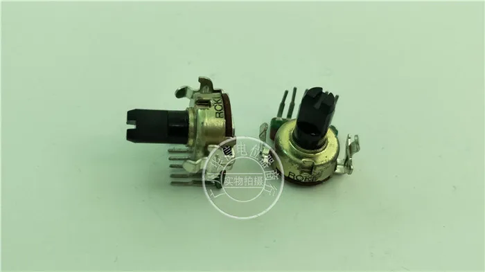 Original New 100% R201T RK1212G inner curved foot double potentiometer A10K handle length 10MMF (SWITCH)