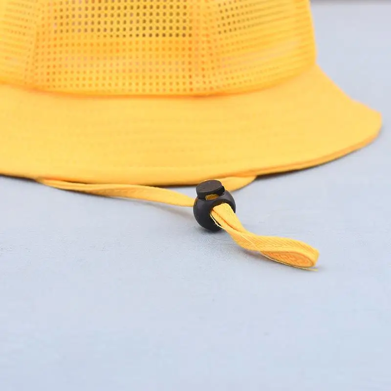 Ldslyjr 2021 Cotton Solid Yellow Mesh Bucket Hat Fisherman Hat Outdoor Travel Sun Cap for Child Boy and Girl 86