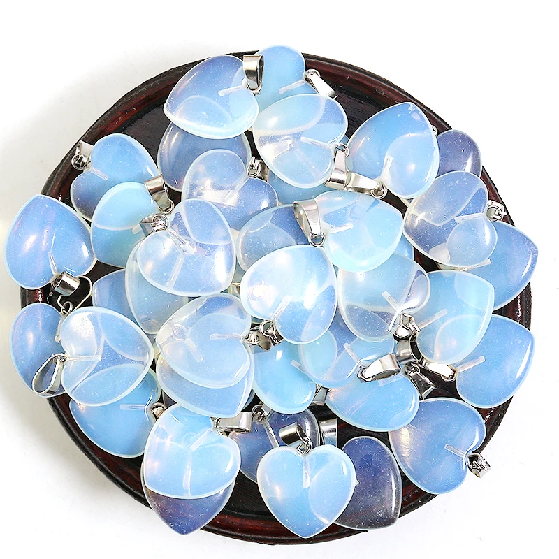 Wholesale Charms Opal Heart Stone Necklace Healing Pendants DIY For Jewelry Accessories Making Free Shipping Women Earring Beads