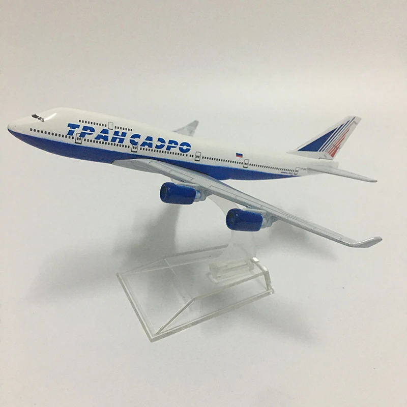 JASON TUTU 16cm Transaero Boeing 747 Airplane Model Plane Model Aircraft Diecast Metal 1/400 Scale Planes Factory Drop shipping