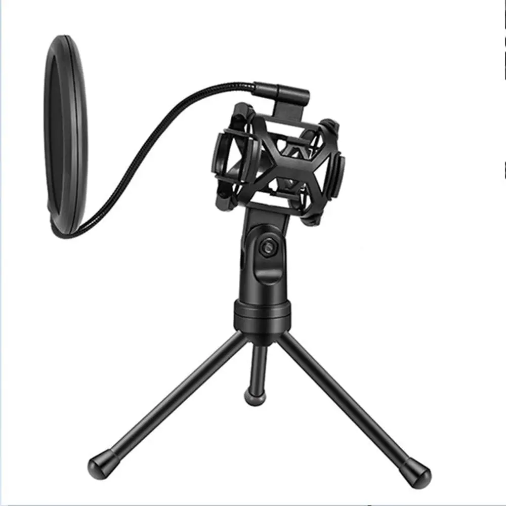 Microphone Desktop Stand,Microphones Windproof Filter with Adjustable Tripod for Recording,Voice-Over Sound Studio,Live Broad