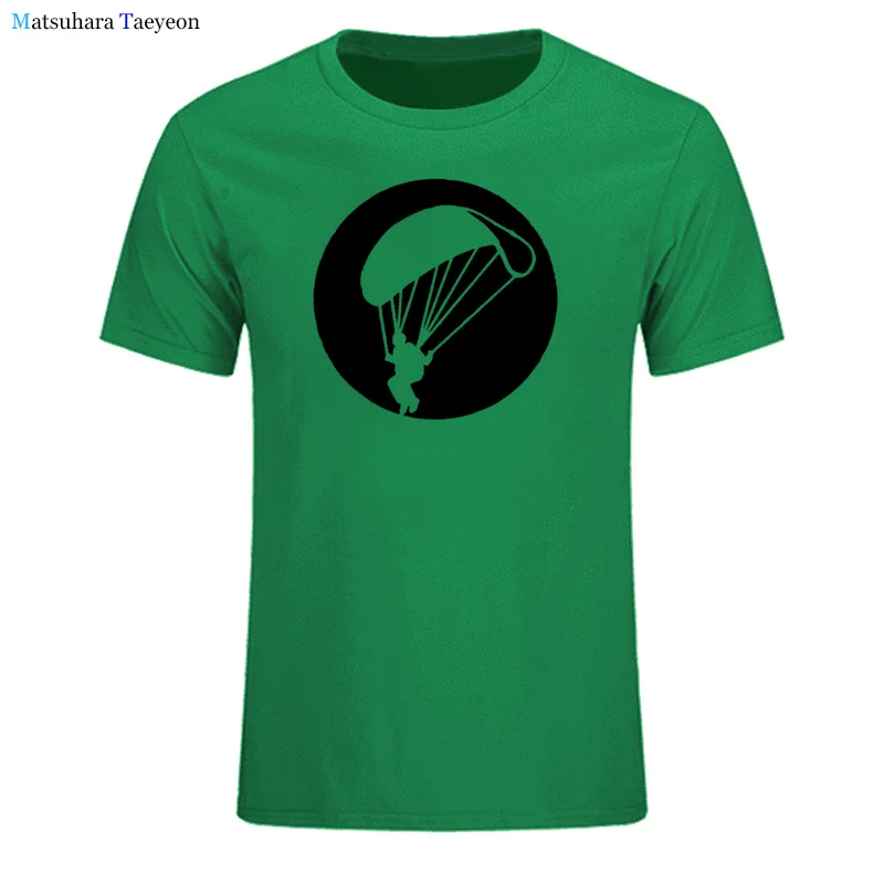 Retro Paragliding T Shirt Mens Pure Cotton Casual T-shirt Short Sleeve Paraglider Parachute Tshirt Clothing Tees Gift For Man