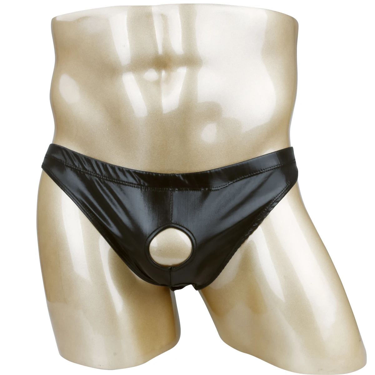 

Mens Open Butt Underwear Sexy Gay Male Patent Leather Hollow Out Front Panties Bikini Briefs Latex Underpants Clubwear