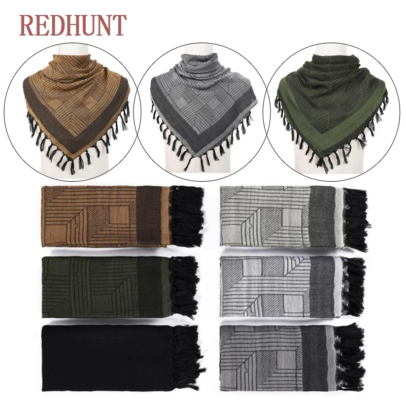 Tactical Lightweight Square Scarf Fashion Outdoor Arab Desert Army Scarf Arab Keffiyeh Shemagh Warmer Cover 110*110CM