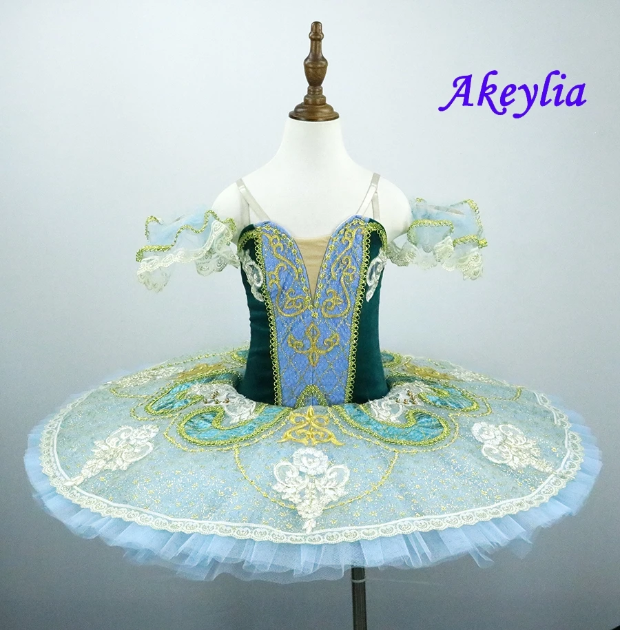 Professional Ballet Tutu Green Velvet For Women Swan Lake Pancake Platter Tutu skirt Ballerina Girls The Talisman costume JN9097