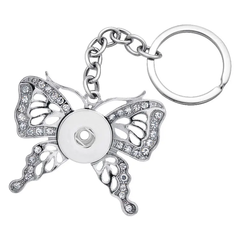 New Beauty lively Butterfly Cute rhinestone snap pendant necklace fit 18mm snap buttons 18mm snap jewelry