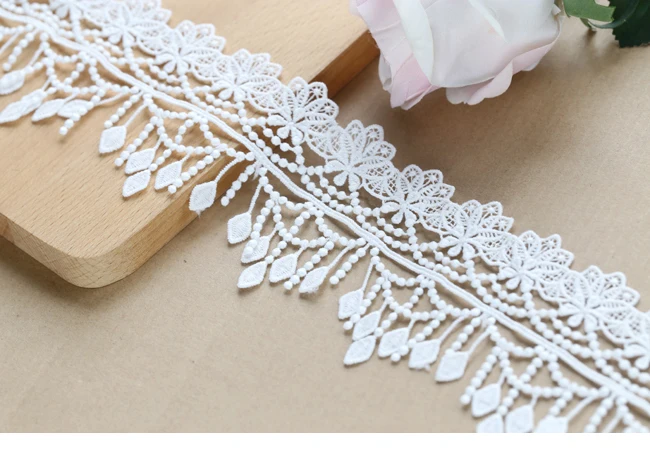 1yard Width:7.3cm Water-Soluble Lace Trim Ivory White Laces for Scrapbooking Curtain Table Cloth Sewing Accessories(ss-2380)