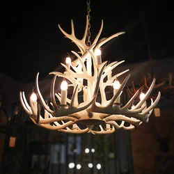 Retro Antler lampadario illuminazione resina cervo corno lampada a sospensione per ristorante soggiorno Hotel negozio tavolo da pranzo lampada a sospensione