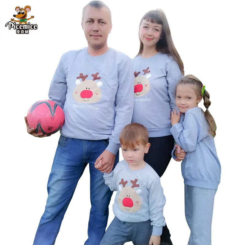 Семейная одежда, новый год, Рождество, олень, мать, дочь, отец, сын, семейный образ, футболка для мальчиков и девочек, хлопковая семейная Одинаковая одежда