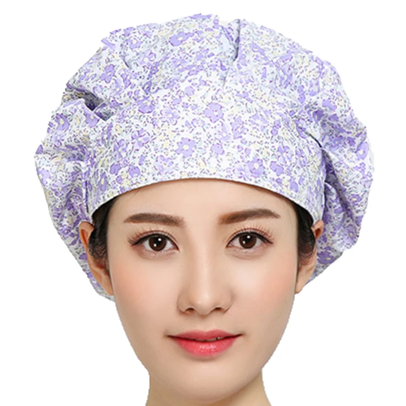 Chapeaux imprimés de fleurs respirants, bonnets de gommage d'allaitement, vêtements de travail en coton réglables pour femmes, cheveux longs, chapeaux bouffants, accessoires