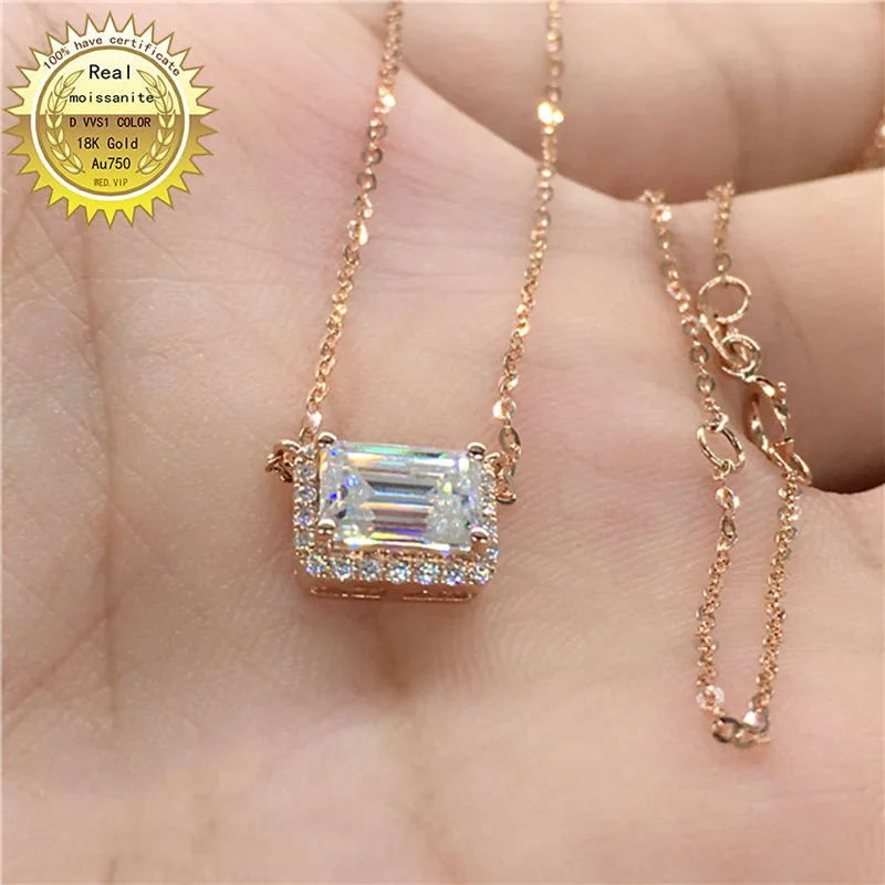 

Solid Au750 18K gold Necklace moissanite 2ct Diamond DVVS color With national certificate 01020