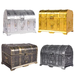 1pc Retro Treasure Box with Lock Toys for Party Favors Props Decoration Pirate Jewelry Box Storage Organizer