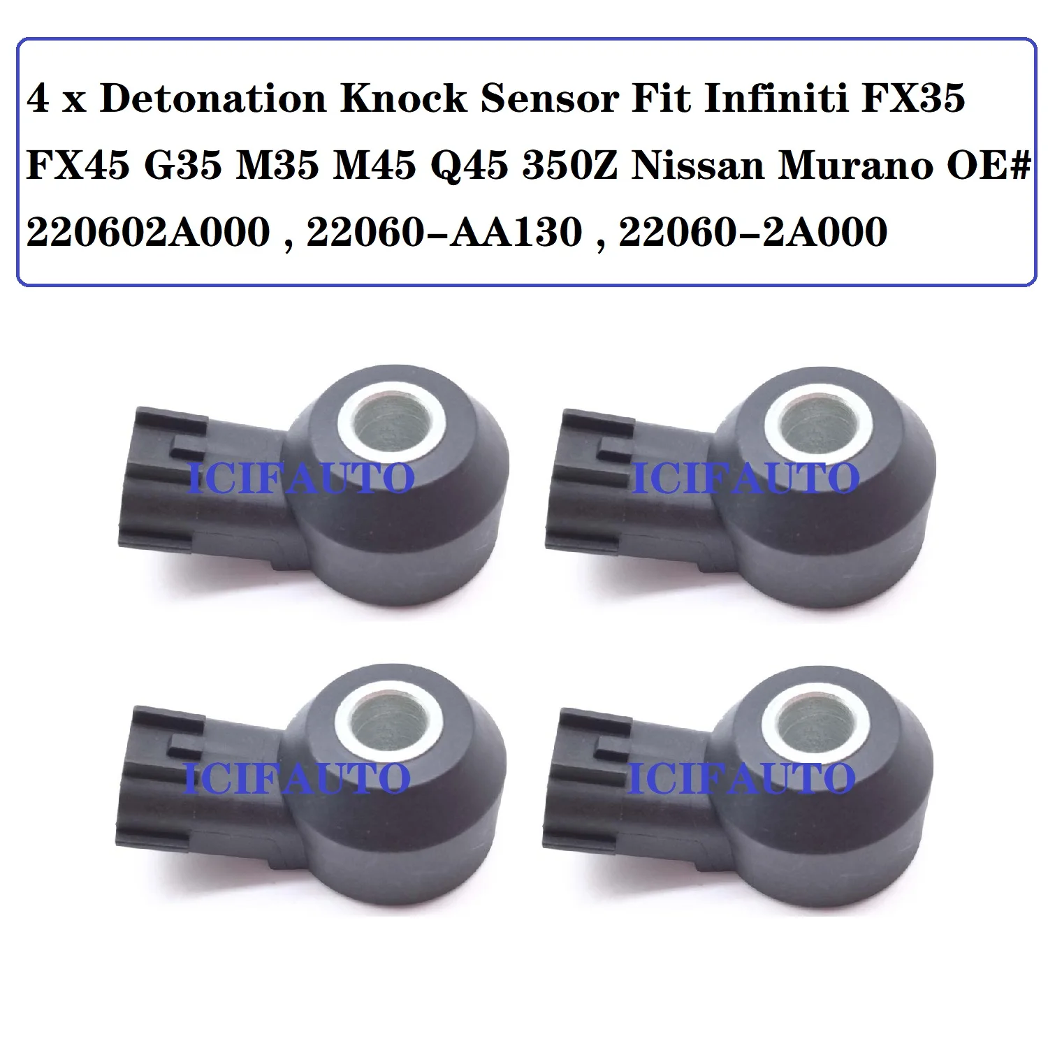 22060-2A000 New Detonation Knock Sensor Fit Infiniti FX35 FX45 G35 M35 M45 Q45 350Z Nissan Murano OE# 220602A000 , 22060-AA130