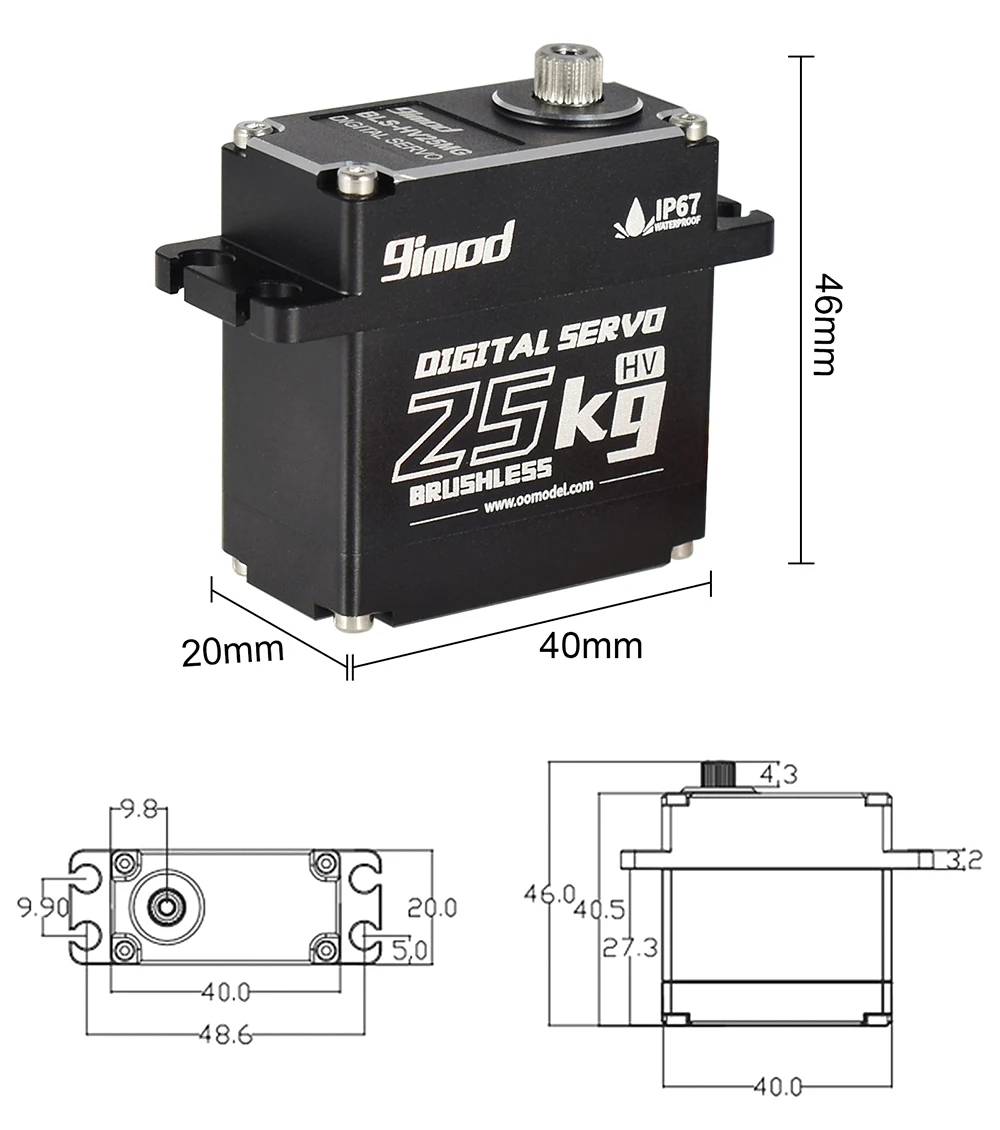 9Imod Chống Nước Servo BLS-HV25MG 25KG Hộp Số Kim Loại HV Không Chổi Than Kỹ Thuật Số Servo Cho Xe Đua Thuyền Robot DIY