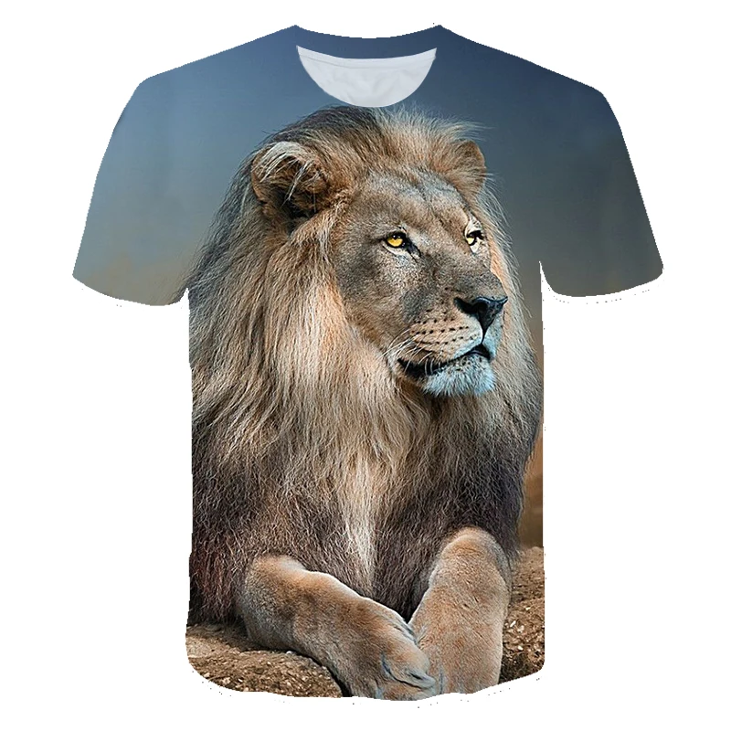 2021 Summer King Of The Forest Lion Graphic t shirts New 3D Animal Pattern Men's t-shirts Fashion Casual Print Funny t shirts