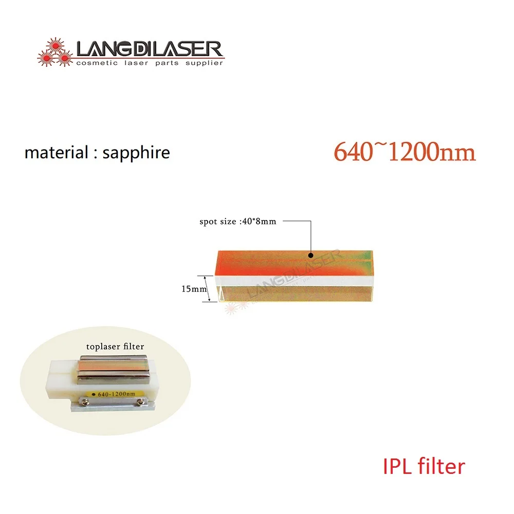 size : 40*8*15 , window size : 40*8 , for BeiJing Toplaser handle , sapphire filter : 640nm~1200nm