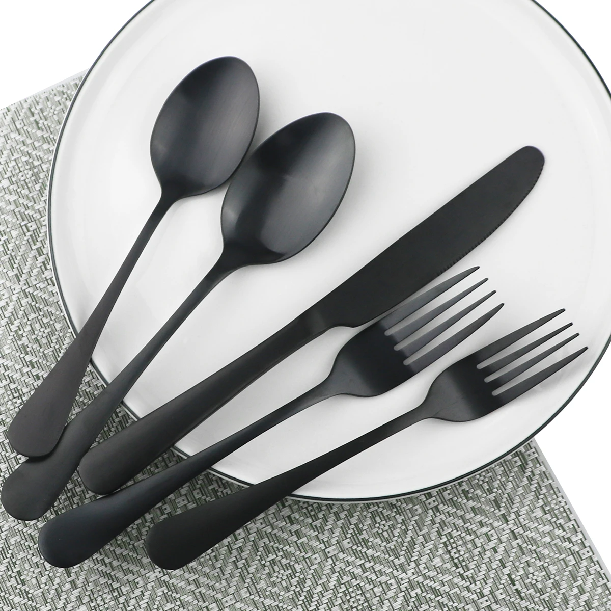 Matte Black Dinnerware Cutlery Set Stainless Steel Silverware Butter Steak Knife Fruit Dessert Fork Spoon Flatware Tableware Set