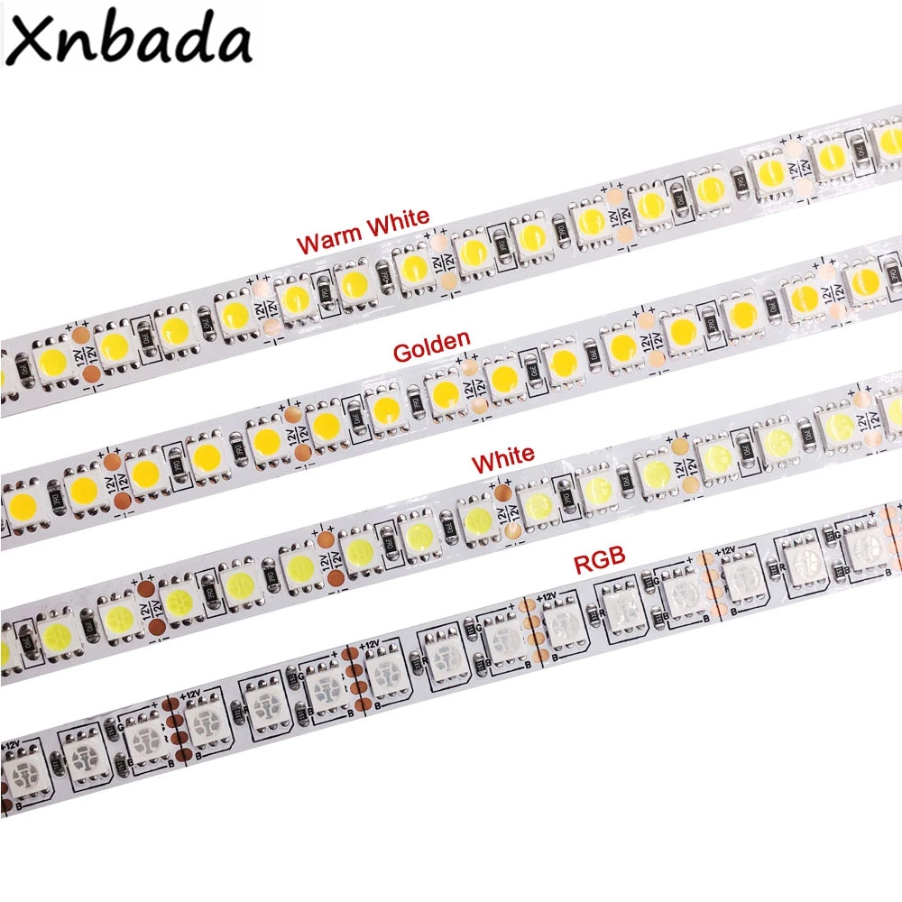 DC12V 5M 5050 RGB LED Strip Light LED Ribbon 120LEDs/m High Brightness Flexible Waterproof Diode Tape For Home Decoration