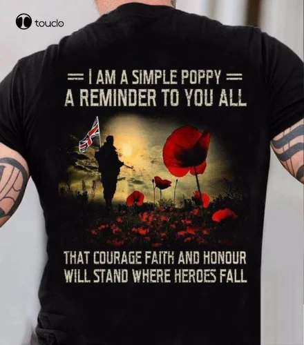 I Am A Simple Poppy A Reminder To You All Uk Flag Veteran Men Tshirt S-3XL Black